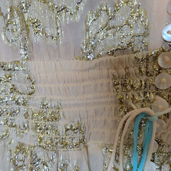 Boho Madrid Size S Short Sleeve Lurex Floral Mini Ombre Dress - Picture 8 of 14